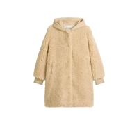 Fellimitatmantel MARC O'POLO DENIM "mit Scuba-Jersey-Kapuze", Damen, Gr. L, sand melange, Obermaterial: 100% Polyester; Futter: 100% Polyester, unifarben, relaxed fit, Rippbündchen, Mäntel (44961532-L