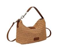 Woven Straw Handbag for Women - Secure Zipper Closure, Versatile Shoulder