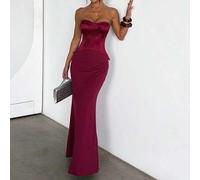 WOWDARK Sommerkleid, rotes sexy einfarbiges trägerloses Fischschwanz-Partykleid, elegantes Kleid für Frauen geeignet für Geburtstagsfeiern, Partys, Va
