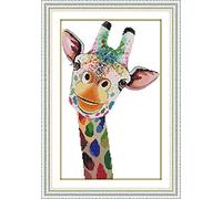 WOWDECOR Kreuzstich-Stickset für Erwachsene und Kinder, bunte Giraffen-Tiere, 11-fädig, geprägt, DIY, DMC-Handarbeit, einfache Anfänger