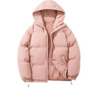 WOWEI Winterjacke Damen mit Kapuze Warm Dicke Hoodie Steppjacke Daunenjacke Winter Outdoor Kapuzejacke Puffer Jacke Loose Steppmantel Frauen Wattierte Jacke Übergangsjacke (Rosa, 3XL)