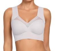 WOWENY BH Damen Ohne Bügel Schlaf Bustier Push up Damen Spitze Bralette T Shirt BH Schalen BHS Bügelloser Still Klassischer BH Top Bralette Komfort Weicher Seamless Grau S