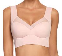 WOWENY BH Damen Ohne Bügel Schlaf Bustier Push up Damen Spitze Bralette T Shirt BH Schalen BHS Bügelloser Still Klassischer BHs Top Bralette Komfort Weicher Seamless Rosa 3XL