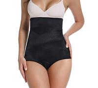 WOWENY Damen figurenformend Miederslip mit Bauch-Weg-Effekt Miederhose Taillenformer Shapewear Unterhose, Schwarz, M(36~38)