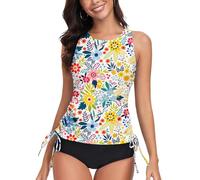 WOWENY Damen Tankini Oberteil Bikini Tank Top Bademode Crossback Strappy Swim Top Oberteil Schnell Trocknend Sommer Padded Swimsuit Shirt,RB-PA,M