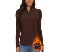 WOWENY Damen Thermo Langarmshirt 1/4 Reißverschluss Fleece Gefüttert Oberteil Stehkragen Pullover Half Zip Sweatshirt Warm Langarm Tops