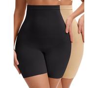 WOWENY Unterhose Damen Bauchweg Shapewear Nahtlos Hohe Taille Miederhose Damen Bauch Weg Miederpants Miederslips Stark Formend Figurformende Unterwäsche po Push up Schwarz und Beige M