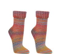 WOWERAT 1 Paar Wollsocken Skandinavien-Style mit Umschlag „wie handgestrickt“ für Teenager, Damen und Herren (Gr. 43-46, Regenbogen Pastell)