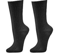 WOWERAT 100% Bio Baumwolle Socken 6er-Teilung. Handgekettelt-weiche Naht. Für Teenager, Damen und Herren 2er-Bündel (Gr.43-46, schwarz)