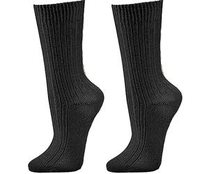 WOWERAT 100% Bio Baumwolle Socken 6er-Teilung. Handgekettelt-weiche Naht. Für Teenager, Damen und Herren 2er-Bündel (Gr.43-46, schwarz)