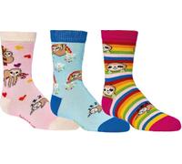 WOWERAT COMPUTER- KINDER- SÖCKCHEN „Faultier“, 3er BÜNDEL (Gr. 31-34, FAULTIER)