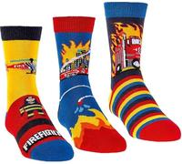 WOWERAT COMPUTER- KINDER- SÖCKCHEN „Feuerwehr“, 3er BÜNDEL (Gr.27-30, FEUERWEHR)