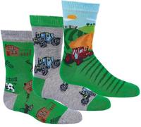 WOWERAT COMPUTER- KINDER- SÖCKCHEN „Traktor“, 3er BÜNDEL (Gr.23-26, TRAKTOR)