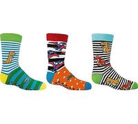 Wowerat „Dino“ Computer- Kinder-Socken „Rutschfest“, mit ABS-Druck, 3er-BÜNDEL (Gr.35-38, „Dino“, 3er-Bündel sortiert)
