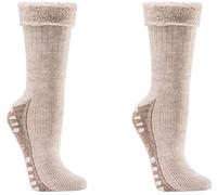 WOWERAT Homesocks, ABS, mit Alpakawolle extra-flauschig- gefüttert für Teenager, Damen und Herren 2 Paar (Gr.35-38, beige)