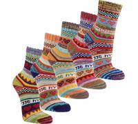 WOWERAT KINDER „Hygge“ Söckchen, 90% Baumwolle, 3er-BÜNDEL (Gr.19-22, Bunte Skandinavischen Motive)