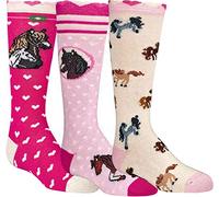 WOWERAT Kinder-Kniestrümpfe „Romantik-Pferde“ 3er-BÜNDEL (Gr.19-22, „Romantik-Pferde“, 3er-Bündel sortiert)