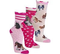 WOWERAT Kinder-Söckchen „Romantik Pferde“ 3er-BÜNDEL (Gr.23-26, „Romantik Pferde“)