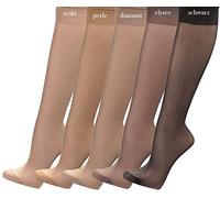 WOWERAT Knie-Fein-Strümpfe, 20 den 22 dtex=20 den extrabreiter Komfort-Bund 10 PAAR (Gr. one-size, elysee)