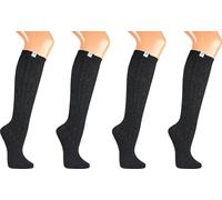 WOWERAT Merino-Kniestrümpfe „links/links Jacquard-Muster“ 2 PAAR (Gr.35-38, schwarz- schwarz)