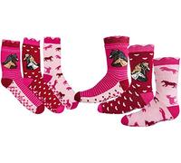 WOWERAT „Romantik-Pferd“ Computer- Kinder- Socken „Rutschfest“, mit ABS-Druck, 3er-BÜNDEL (Gr.31-34, „Romantik-Pferd“, 3er-Bündel sortiert)