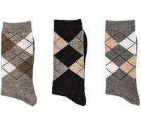 WOWERAT Socken mit Alpaka und Karodessin für Damen und Herren 3er- BÜNDEL (Gr.39-42, beige-hellgrau-grau)