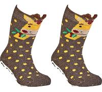 WOWERAT Socken Schuhe „Baby-Tiere“ für Babys und Kinder mit durchgehend gummierter Anti-Rutschsohle 2er- Bündel (Gr.3-4 Jahre = 23-26, Motive: Giraffe)