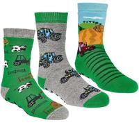 WOWERAT Thermo-Kinder Söckchen RUTSCHFEST Vollfrottee gefüttert mit ABS 3 PAAR (Gr.19-22, TRAKTOR)