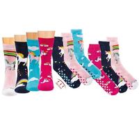 WOWERAT Thermo-Kinder Söckchen RUTSCHFEST Vollfrottee gefüttert mit ABS 3 PAAR (Gr. 31-34, „Einhorn“)