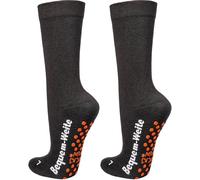 WOWERAT Thermo Wellness Socken ohne Gummidruck EXTRABREIT, mit ABS-Druck, 2 Paar (ÜBERGRÖSSEN: 51-54, schwarz -orangefarbener ABS-Druck)