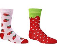 WOWERAT TUTTI FRUTTI Früchte Kinder Socken für Kinder und Teenager 2er-Bündel (Gr.31-34, Erdbeere)