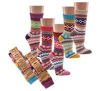 Wowerat Winter Strümpfe Socken Norweger bunt mit Baumwolle atmungsaktiv (39-42, Bunt (beige,beige,lila))