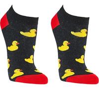 WOWERAT WITZIGE SNEAKERS SOCKEN „Bade-Ente“ für Teenager, Damen und Herren, 4 Paar (Gr. 36-41, „Bade-Ente“ SCHWARZ)