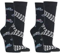 WOWERAT Witzige Socken, Baumwolle für Teenager, Damen und Herren 2er-Bündel (Gr. 42-47, Motorrad- schwarz)