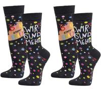 WOWERAT Witzige Socken „Bunt statt Braun“, Baumwolle für Teenager, Damen und Herren 2er-Bündel (Gr.36-41, Bunt statt Braun)