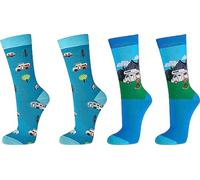 WOWERAT Witzige Socken CAMPING, als Geschenkidee oder zum Selbertragen für Teenager, Damen und Herren 2er-Bündel (Gr.42-47,6209.12 „Camping“)