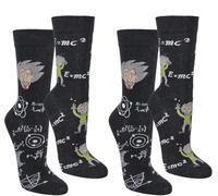 WOWERAT Witzige Socken „Einstein“ für Teenager, Damen und Herren, 2er-Bündel (Gr. 36-41, Art.Nr. 6209.96, schwarz- „Einstein“)