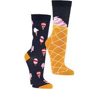 WOWERAT Witzige Socken „Eiscreme“ als Geschenkidee oder zum Selbertragen 2er-Bündel (Gr.42-47, „Eiscreme“)