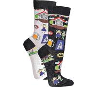 WOWERAT Witzige Socken,„I love Deutschland“ für Teenager, Damen und Herren, 2er-Bündel (Gr. 36-41, weiß-schwarz „I love Deutschland“)