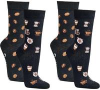 WOWERAT Witzige Socken „Kaffee“, Baumwolle für Teenager, Damen und Herren 2er-Bündel (Gr. 42-47, Kaffee)