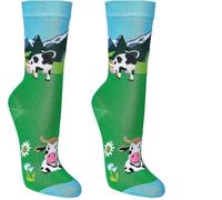 WOWERAT Witzige Socken „Kühe“ für Cowboys und Cowgirls, 2er-Bündel (Gr.36-41,Art.Nr 6209.99, türkis-grün/schwarz „Kühe“ für Cowboys und Cowgirls)