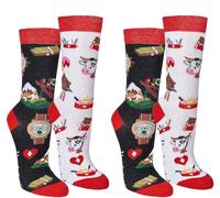 WOWERAT Witzige Socken „Schweiz“ für Teenager, Damen und Herren, 2er-Bündel (Gr.36-41, 6209.97, Farbe: schwarz - schwarz/„Schweiz“)