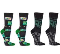WOWERAT Witzige Socken SOCKS4 FUN für Teenager, Damen und Herren, 2er-Bündel (Gr. 42-47, „Computer“)