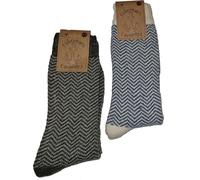 WOWERAT Wollsocken mit Alpakawolle, „Fishermen-Style“ für Damen und Herren 2 Paar (Gr.39-42, khaki/wollweiß - jeans)