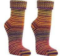 WOWERAT Wollsocken Skandinavien-Style wie handgestrickt, mit Umschlag für Damen und Herren 1 Paar (Gr.39-42, blau)
