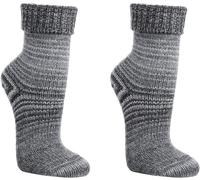 WOWERAT Wollsocken Skandinavien-Style wie handgestrickt, mit Umschlag für Damen und Herren 1 Paar (Gr. 39-42, grau)