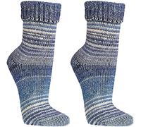 WOWERAT Wollsocken Skandinavien-Style wie handgestrickt, mit Umschlag für Damen und Herren 1 Paar (Gr.43-46, jeans)