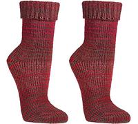 WOWERAT Wollsocken Skandinavien-Style wie handgestrickt, mit Umschlag für Damen und Herren 1 Paar (Gr.39-42, rot)