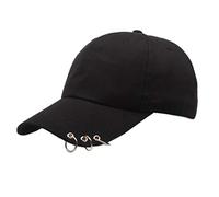 WOWOWO Baseballmütze Unisex Korean Harajuku Baseballmütze mit Metallringen Hip Hop verstellbar