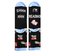 WOWOWO Unisex Socken Lustiges Sprichwort Neuheit Crew Socken Shhh Ich lese Bücher Mid Tube Strumpfwaren